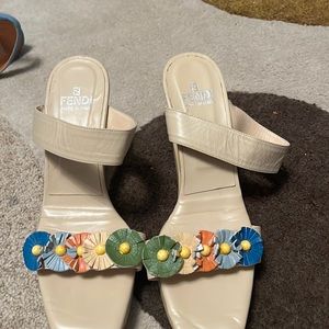 Fendi vintage leather slides heels